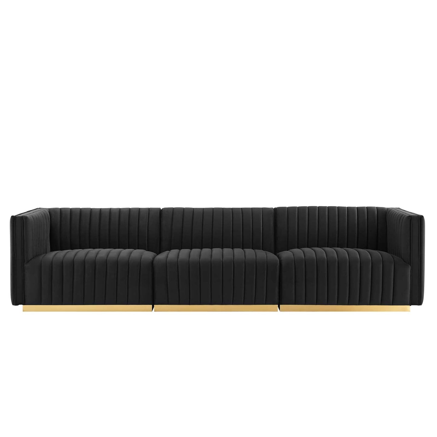 Conjure Channel Tufted Performance Velvet Sofa Gold Black EEI-5843-GLD-BLK