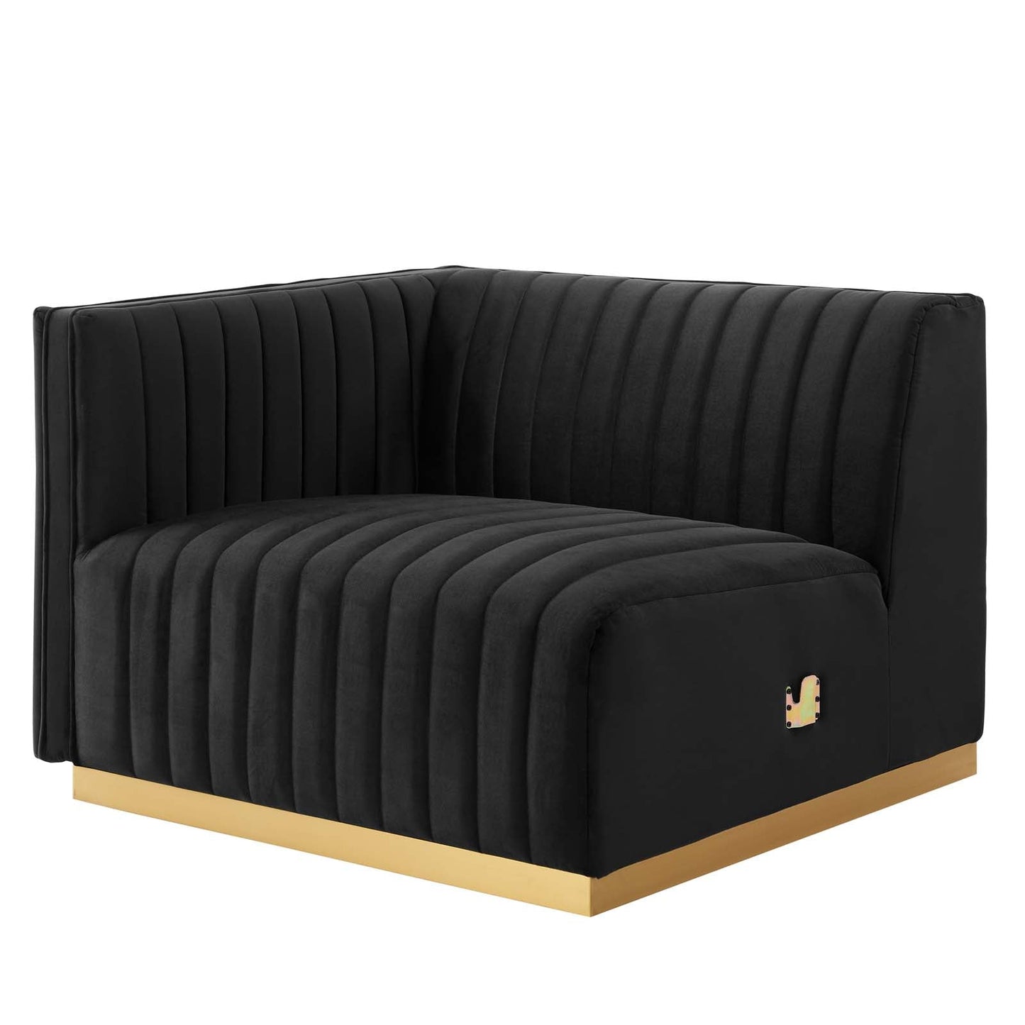 Conjure Channel Tufted Performance Velvet Sofa Gold Black EEI-5843-GLD-BLK