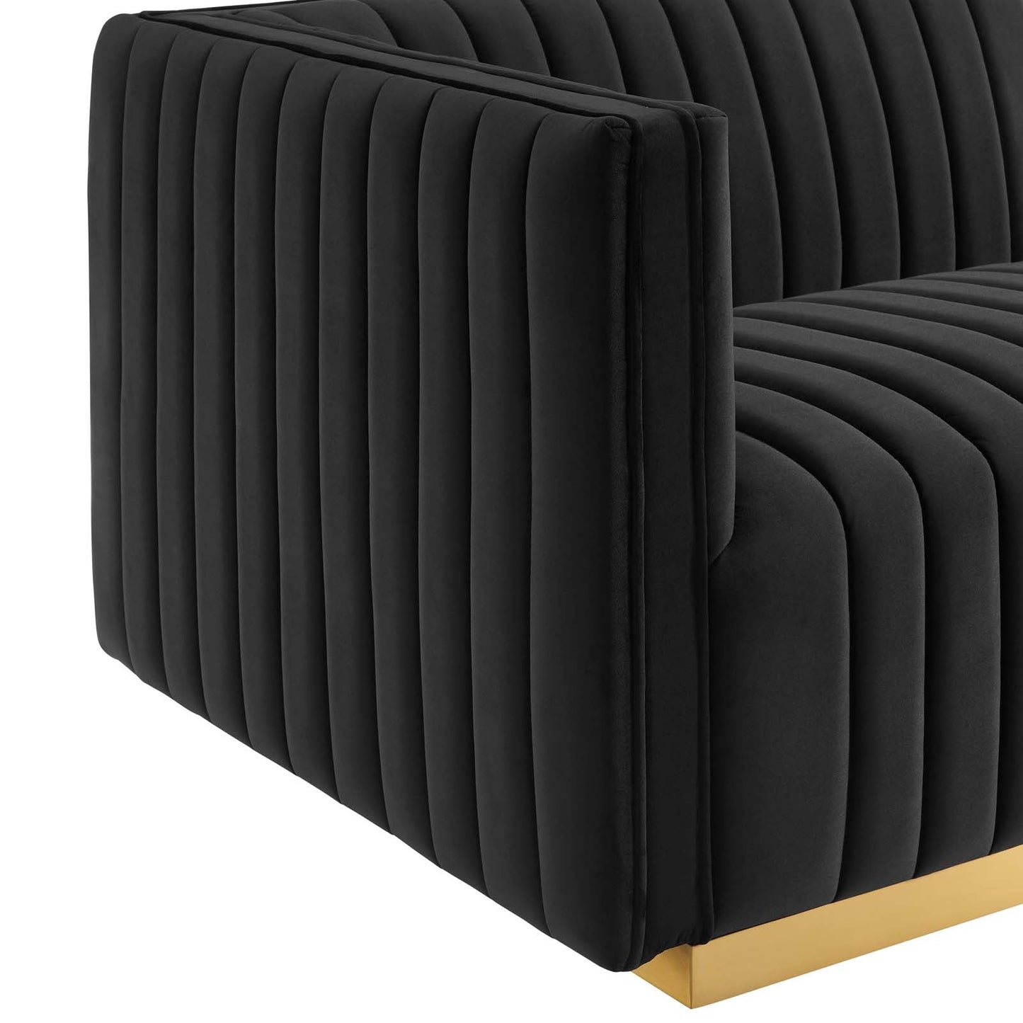 Conjure Channel Tufted Performance Velvet Sofa Gold Black EEI-5843-GLD-BLK