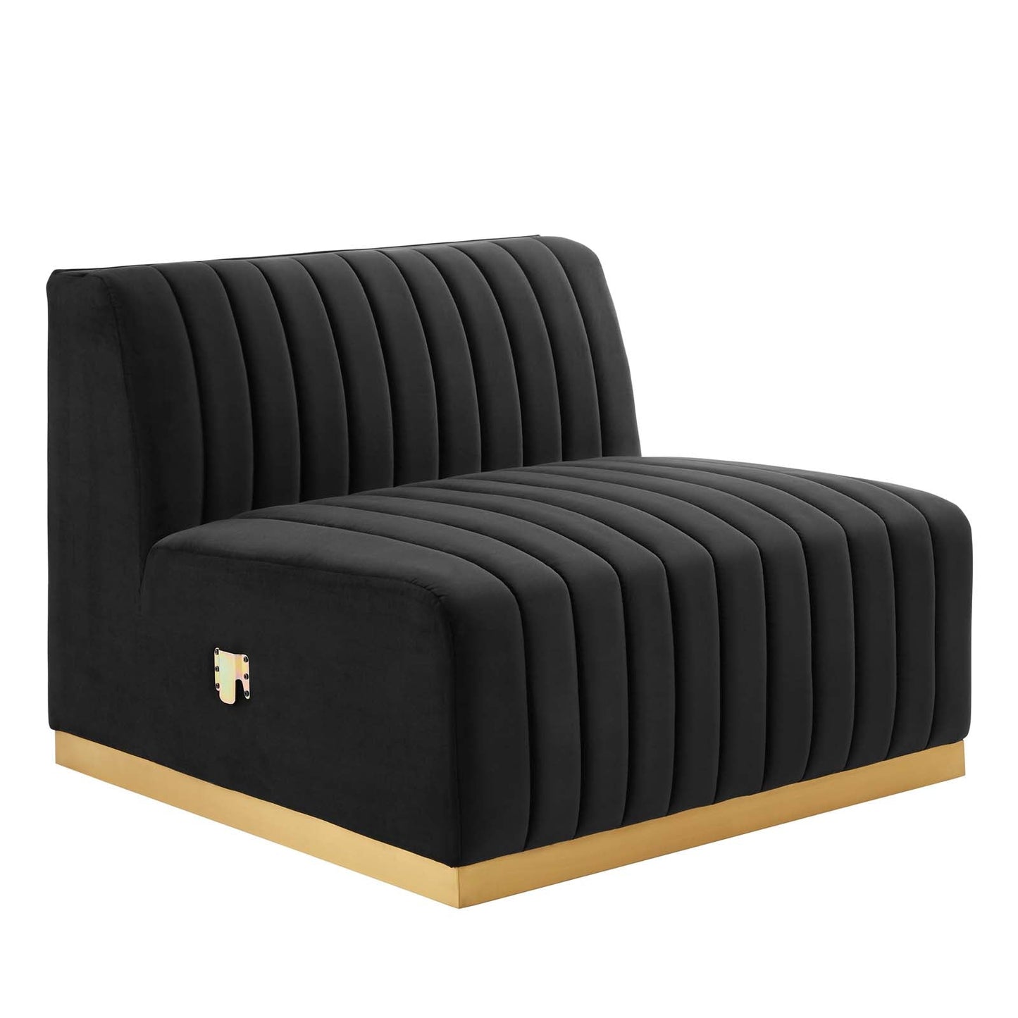 Conjure Channel Tufted Performance Velvet Sofa Gold Black EEI-5843-GLD-BLK