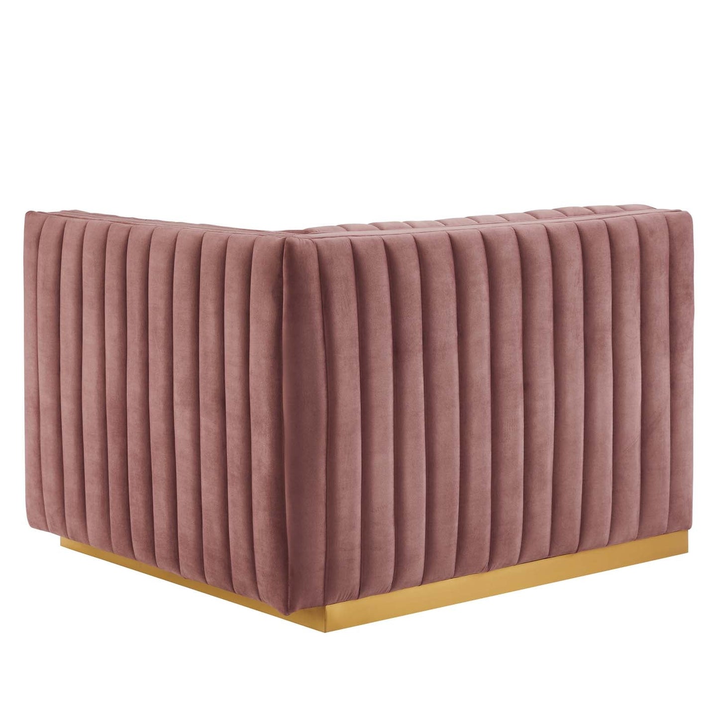 Conjure Channel Tufted Performance Velvet Sofa Gold Dusty Rose EEI-5843-GLD-DUS