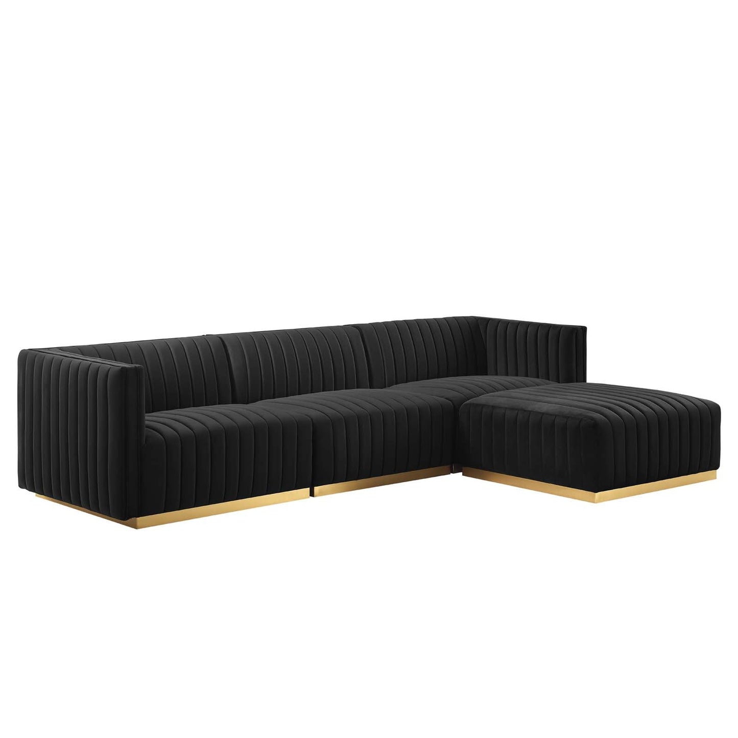 Conjure Channel Tufted Performance Velvet 4-Piece Sectional Gold Black EEI-5844-GLD-BLK