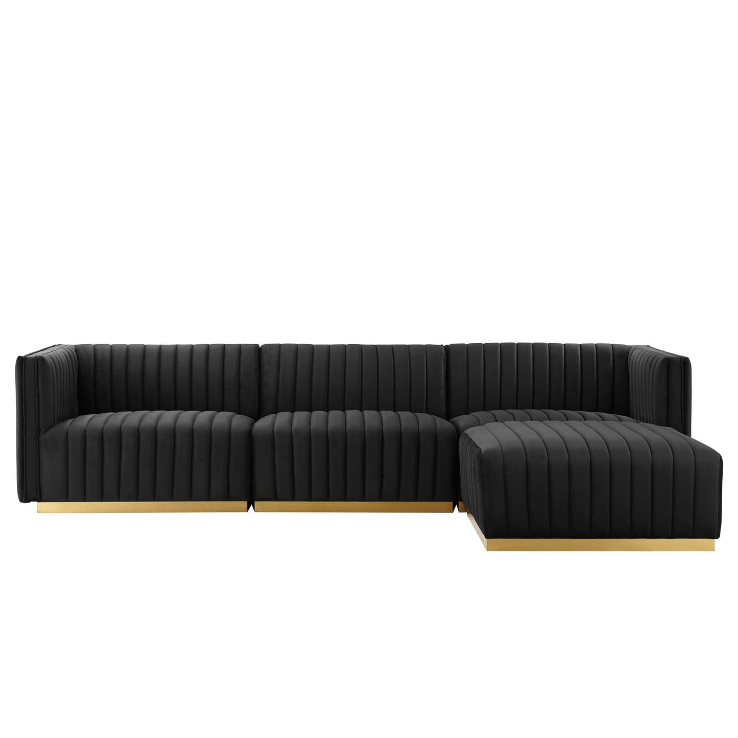 Conjure Channel Tufted Performance Velvet 4-Piece Sectional Gold Black EEI-5844-GLD-BLK