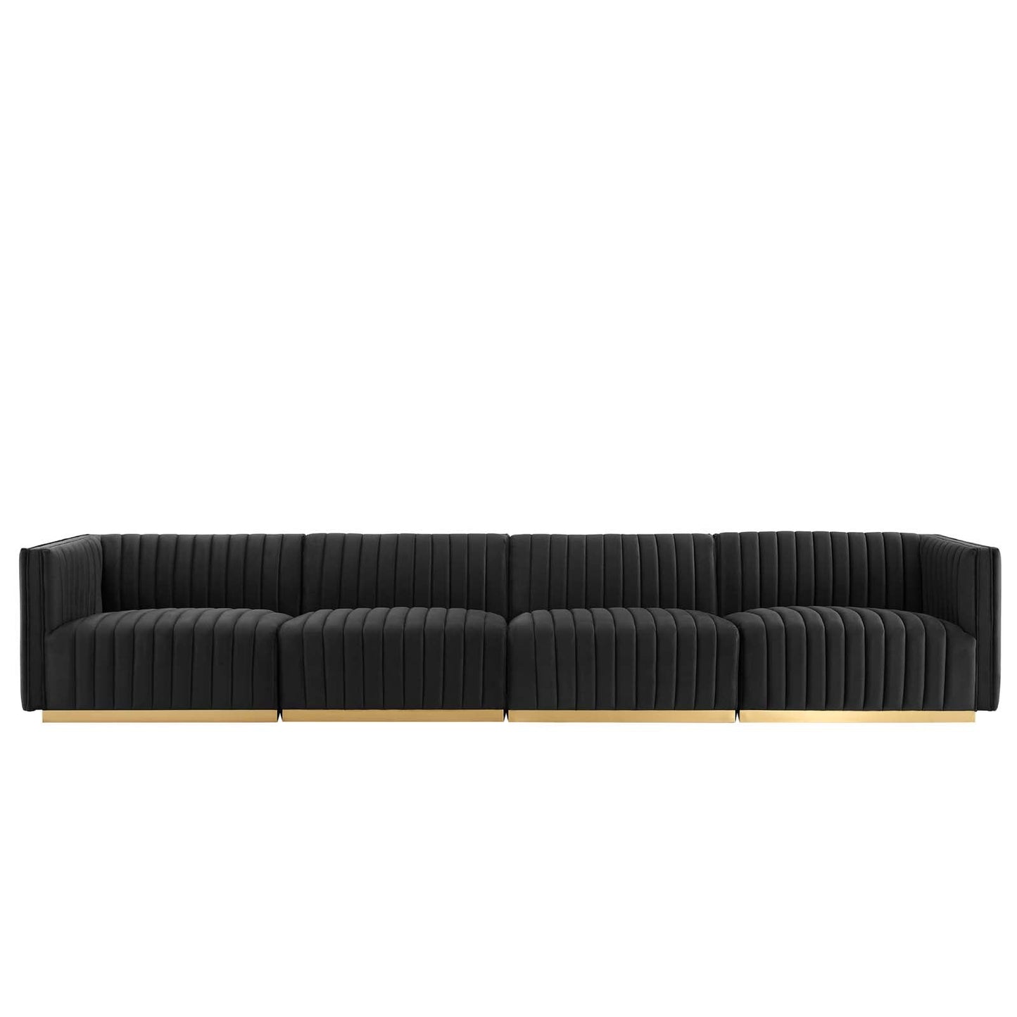 Conjure Channel Tufted Performance Velvet 4-Piece Sofa Gold Black EEI-5845-GLD-BLK