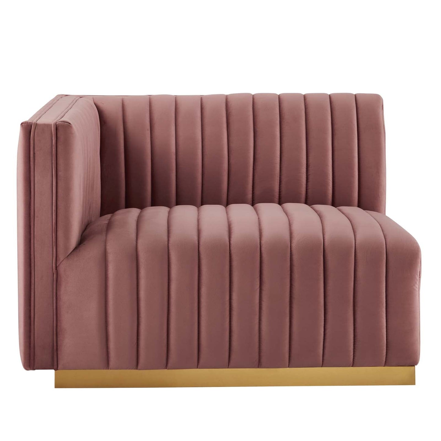 Conjure Channel Tufted Performance Velvet 4-Piece Sofa Gold Dusty Rose EEI-5845-GLD-DUS