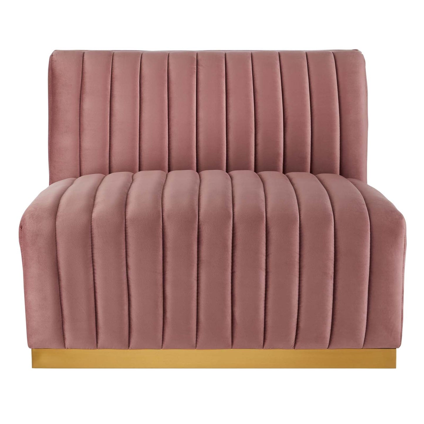 Conjure Channel Tufted Performance Velvet 4-Piece Sofa Gold Dusty Rose EEI-5845-GLD-DUS