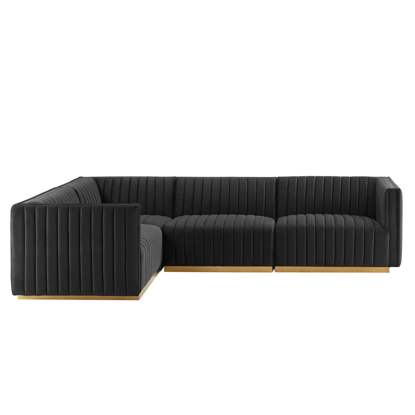 Conjure Channel Tufted Performance Velvet 4-Piece Sectional Gold Black EEI-5847-GLD-BLK