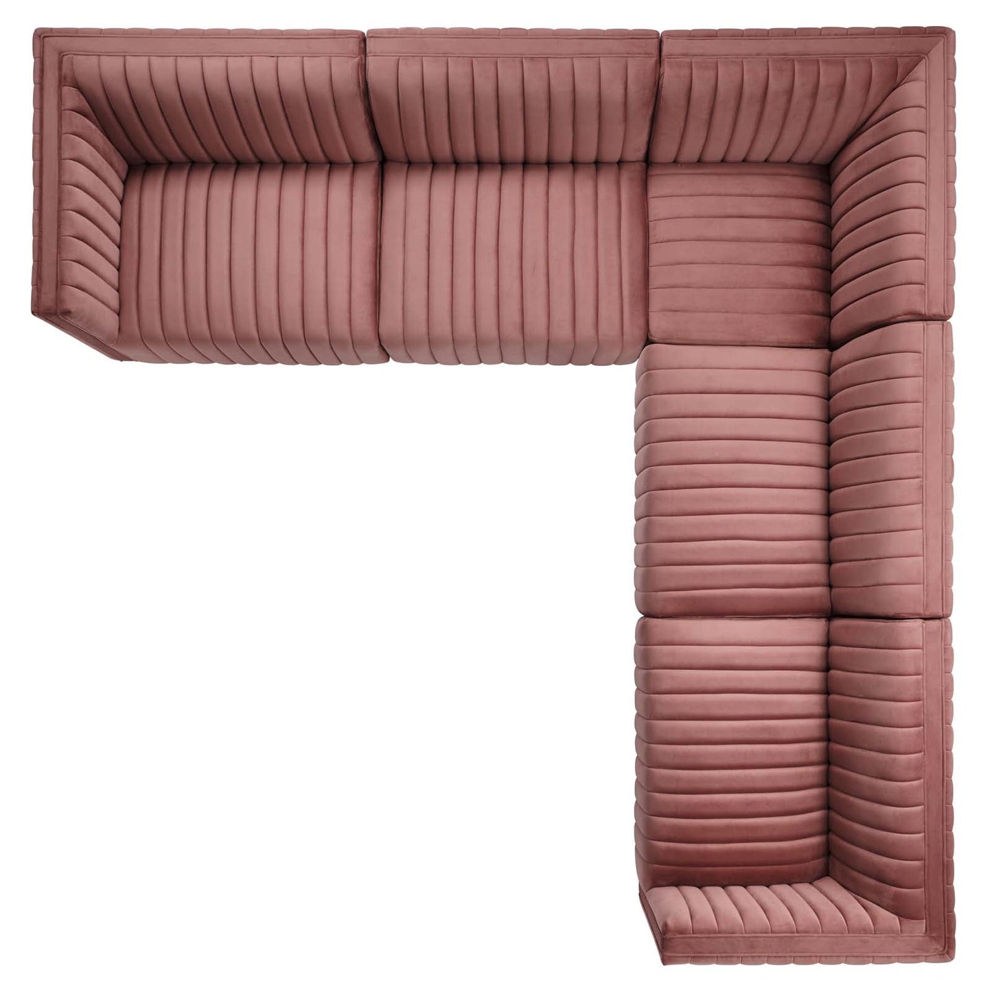 Conjure Channel Tufted Performance Velvet 5-Piece Sectional Gold Dusty Rose EEI-5850-GLD-DUS