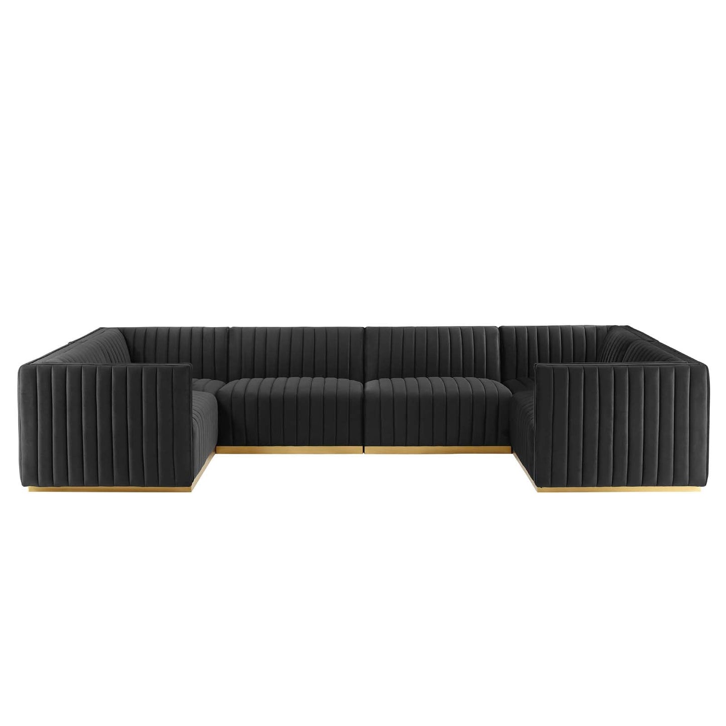 Conjure Channel Tufted Performance Velvet 6-Piece U-Shaped Sectional Gold Black EEI-5851-GLD-BLK