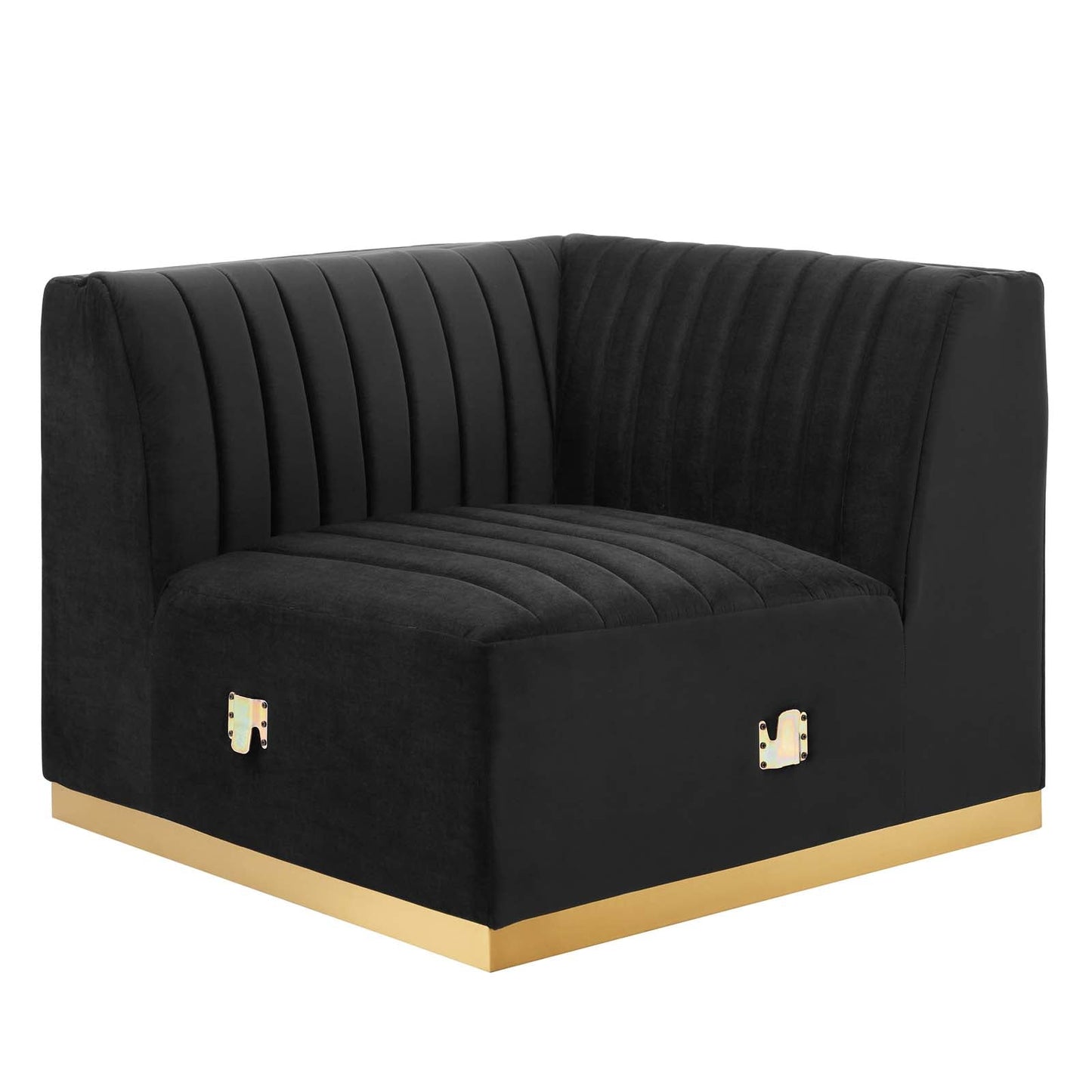 Conjure Channel Tufted Performance Velvet 6-Piece U-Shaped Sectional Gold Black EEI-5851-GLD-BLK