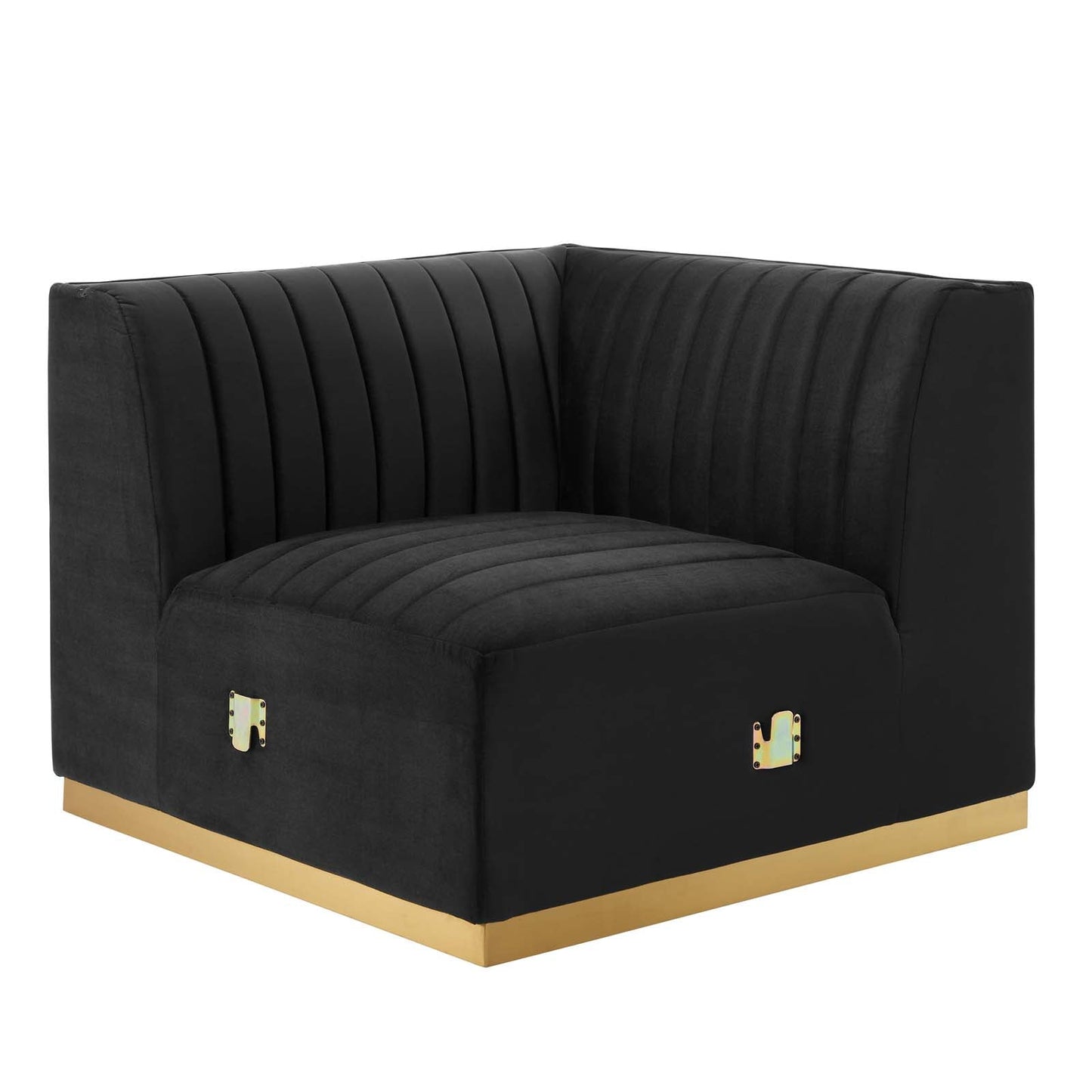 Conjure Channel Tufted Performance Velvet 6-Piece U-Shaped Sectional Gold Black EEI-5851-GLD-BLK