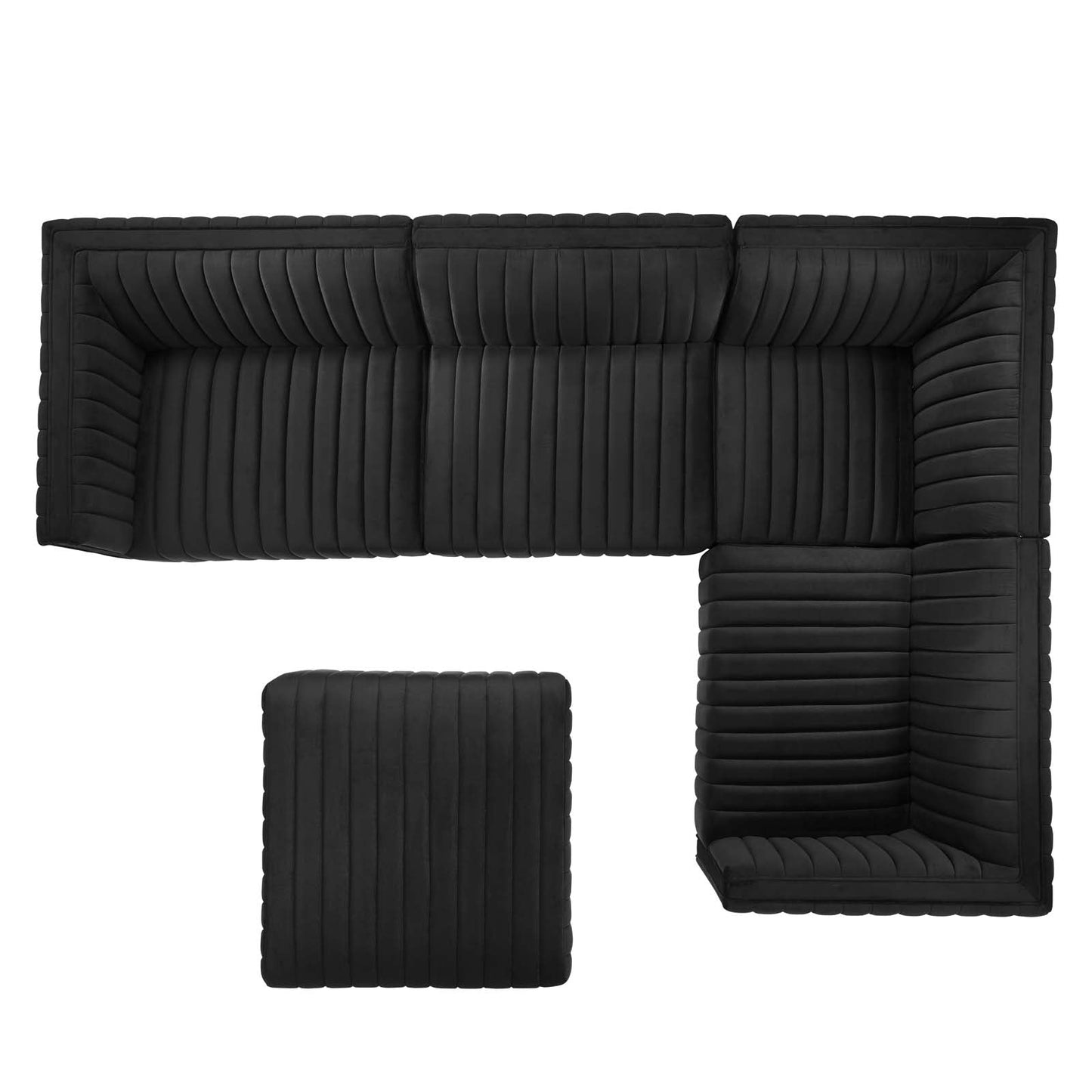 Conjure Channel Tufted Performance Velvet 5-Piece Sectional Gold Black EEI-5852-GLD-BLK