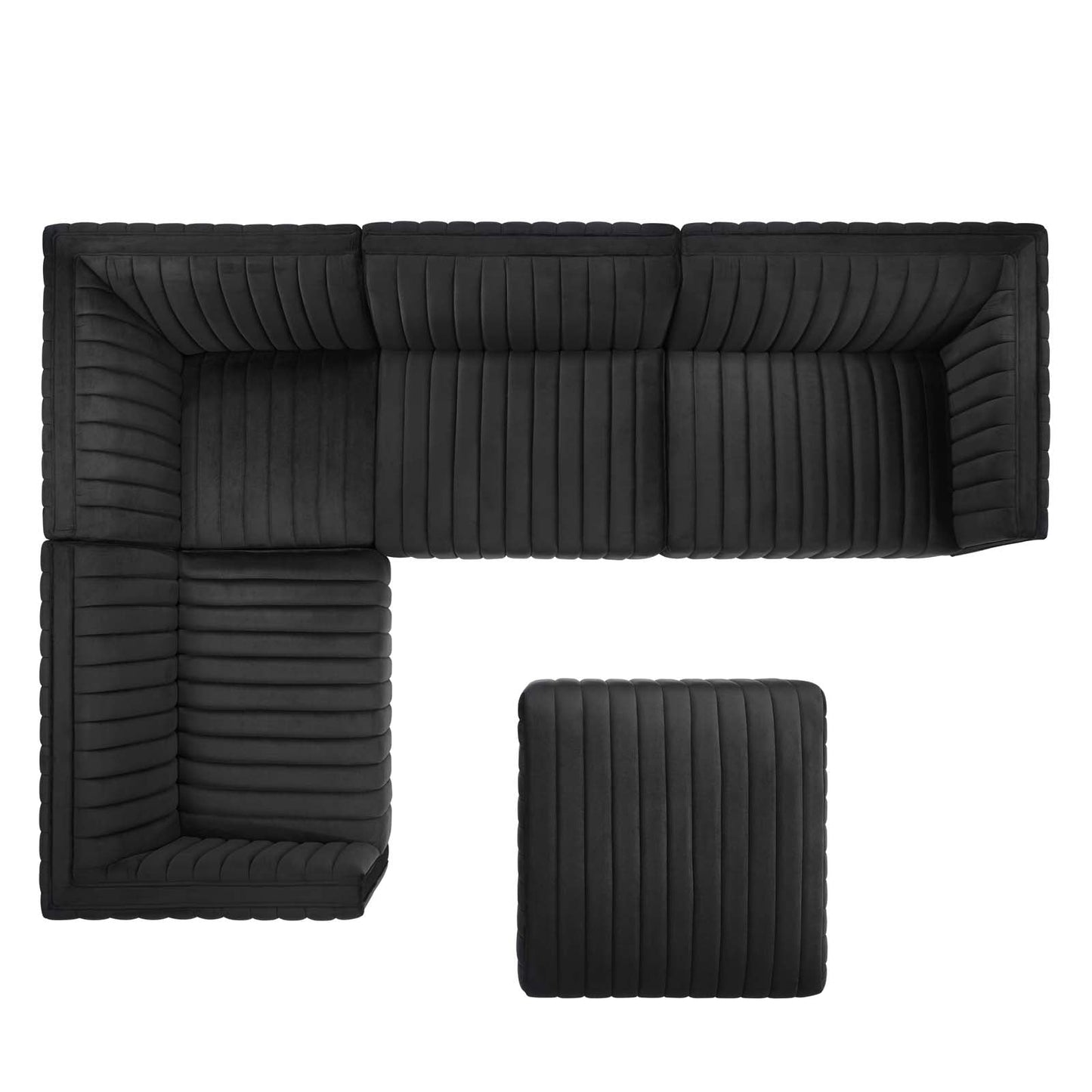 Conjure Channel Tufted Performance Velvet 5-Piece Sectional Gold Black EEI-5853-GLD-BLK