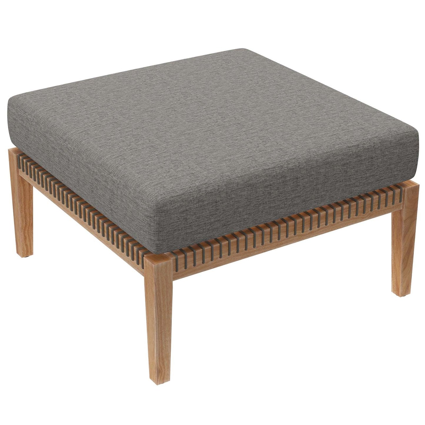 Clearwater Outdoor Patio Teak Wood Ottoman Gray Graphite EEI-5854-GRY-GPH