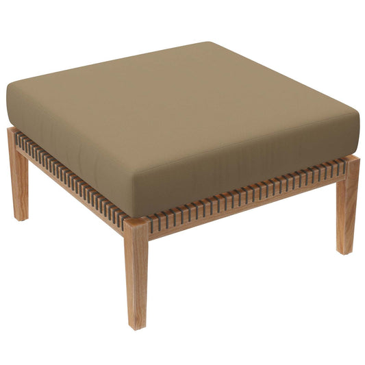 Clearwater Outdoor Patio Teak Wood Ottoman Gray Light Brown EEI-5854-GRY-LBR