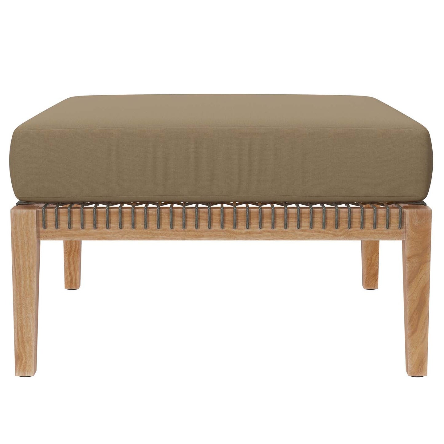 Clearwater Outdoor Patio Teak Wood Ottoman Gray Light Brown EEI-5854-GRY-LBR