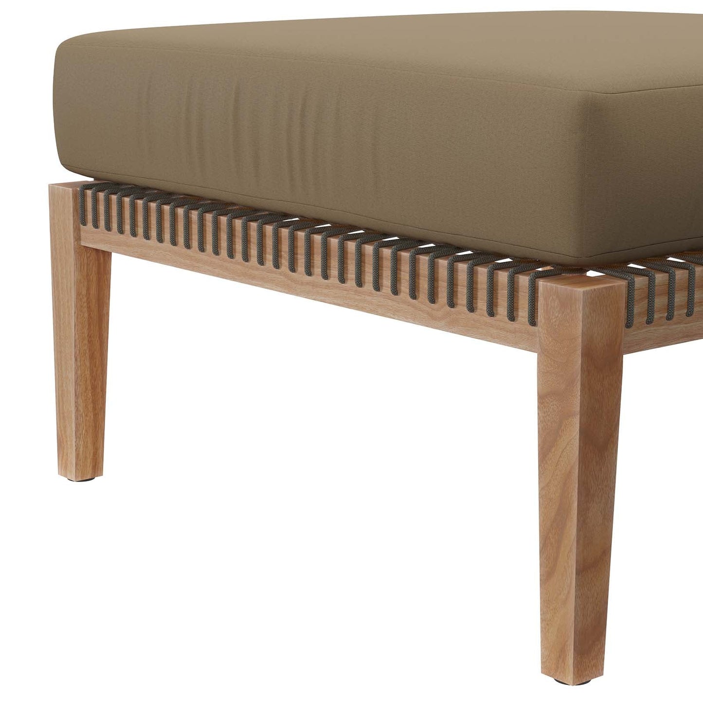 Clearwater Outdoor Patio Teak Wood Ottoman Gray Light Brown EEI-5854-GRY-LBR