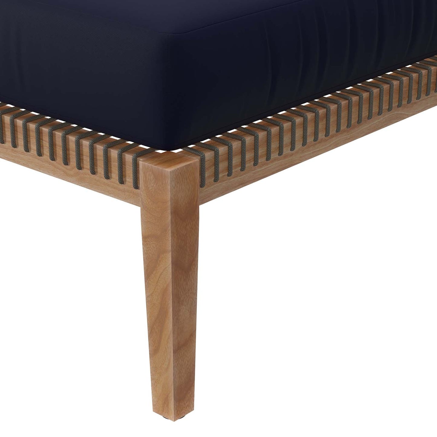 Clearwater Outdoor Patio Teak Wood Ottoman Gray Navy EEI-5854-GRY-NAV