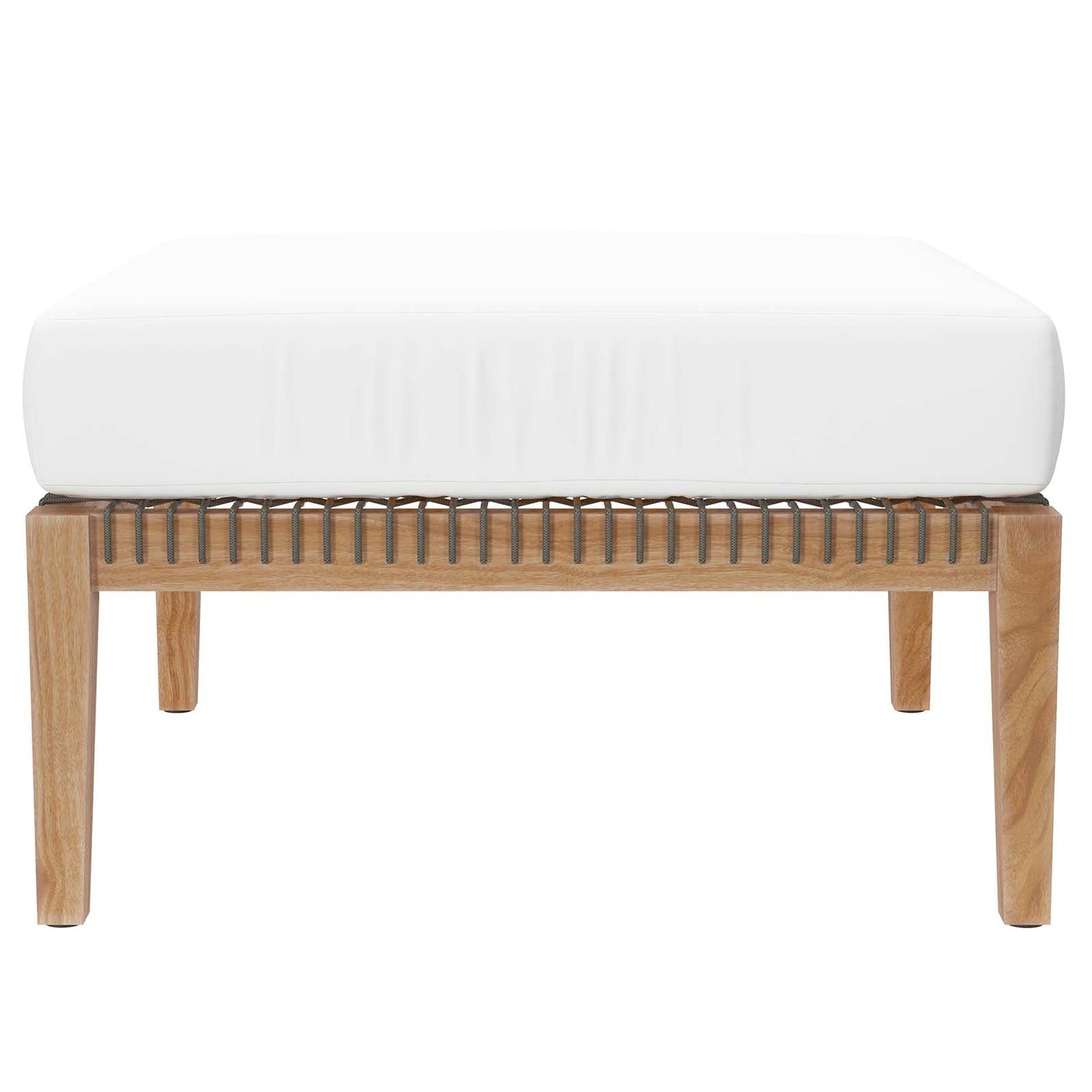 Clearwater Outdoor Patio Teak Wood Ottoman Gray White EEI-5854-GRY-WHI