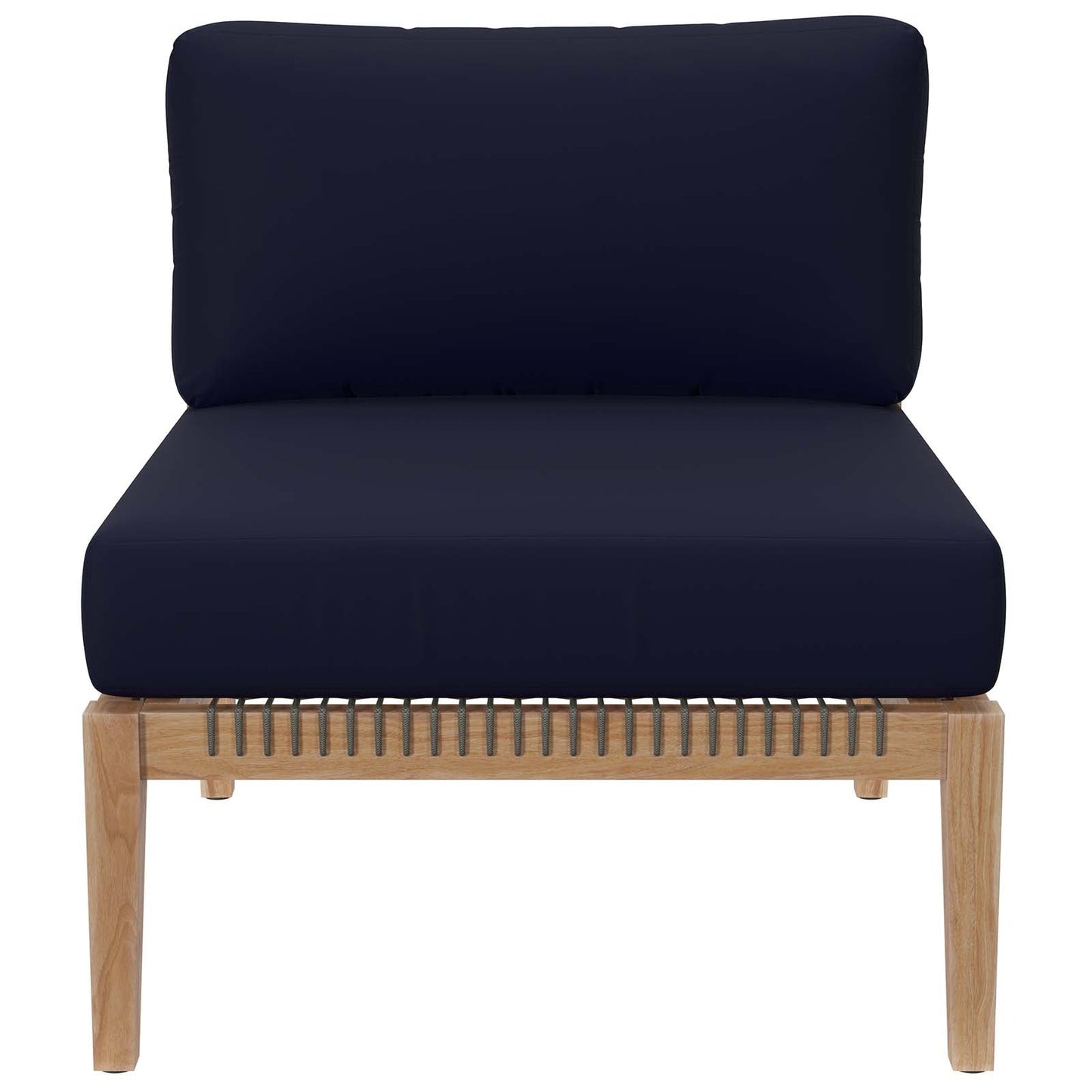 Clearwater Outdoor Patio Teak Wood Armless Chair Gray Navy EEI-5856-GRY-NAV