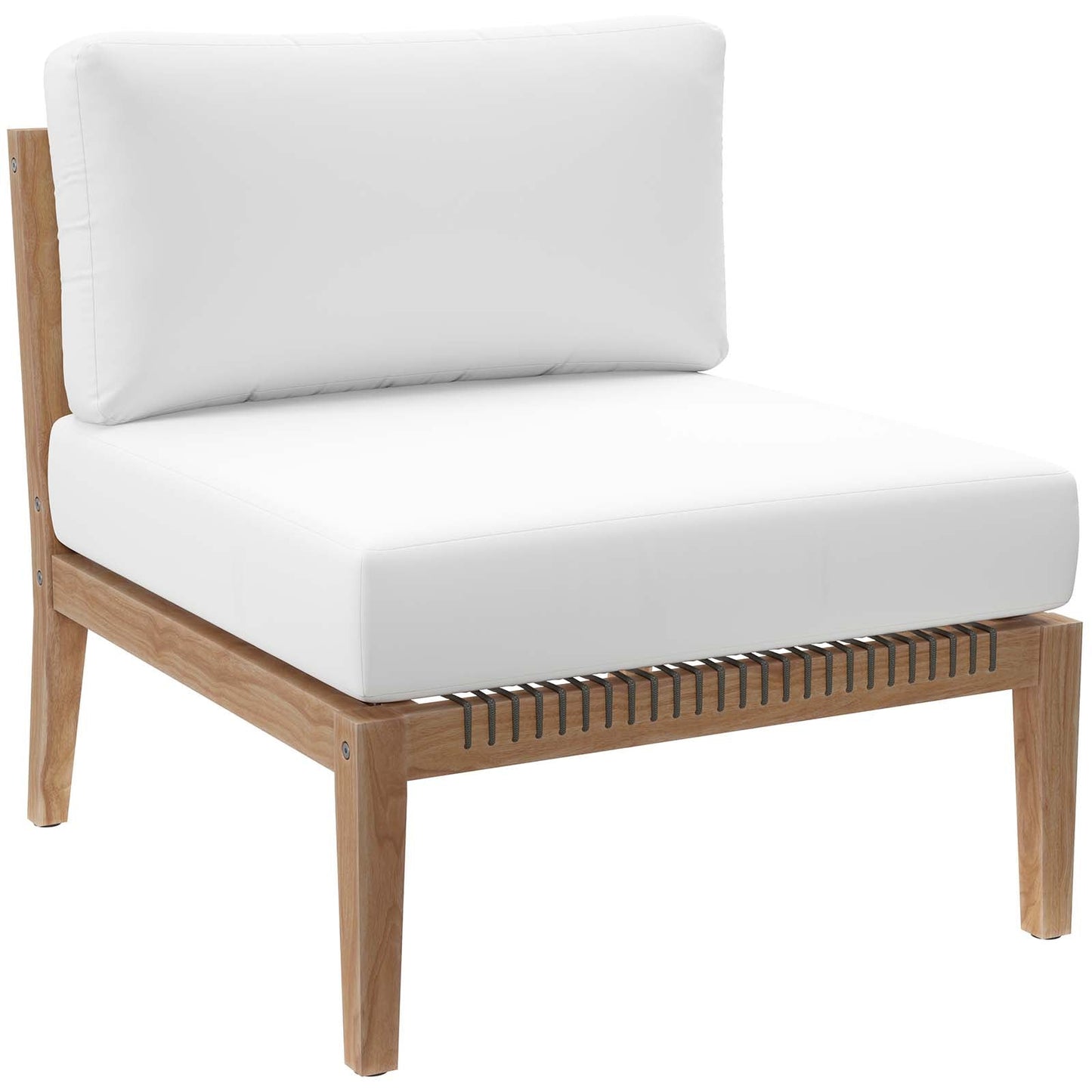 Clearwater Outdoor Patio Teak Wood Armless Chair Gray White EEI-5856-GRY-WHI