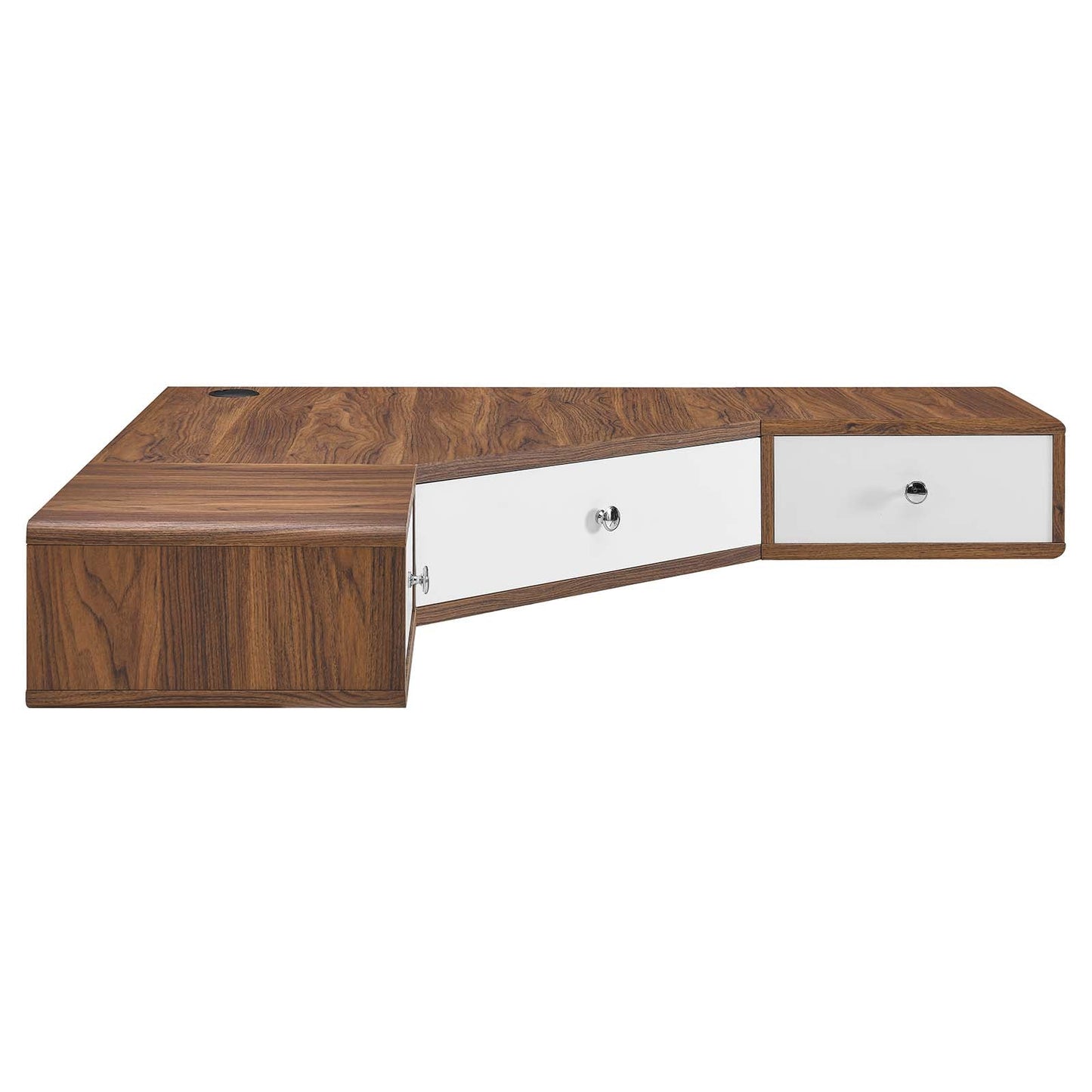 Transmit 47" Wall Mount Corner Walnut Office Desk Walnut White EEI-5862-WAL-WHI