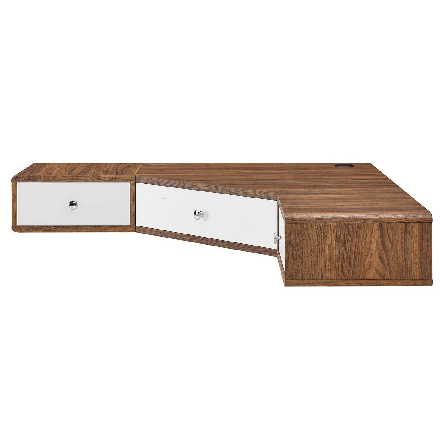 Transmit 47" Wall Mount Corner Walnut Office Desk Walnut White EEI-5862-WAL-WHI