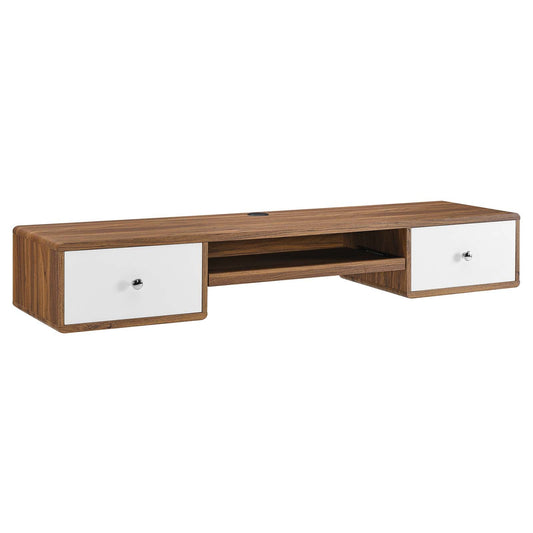 Transmit 60" Wall Mount Wood Office Desk Walnut White EEI-5864-WAL-WHI