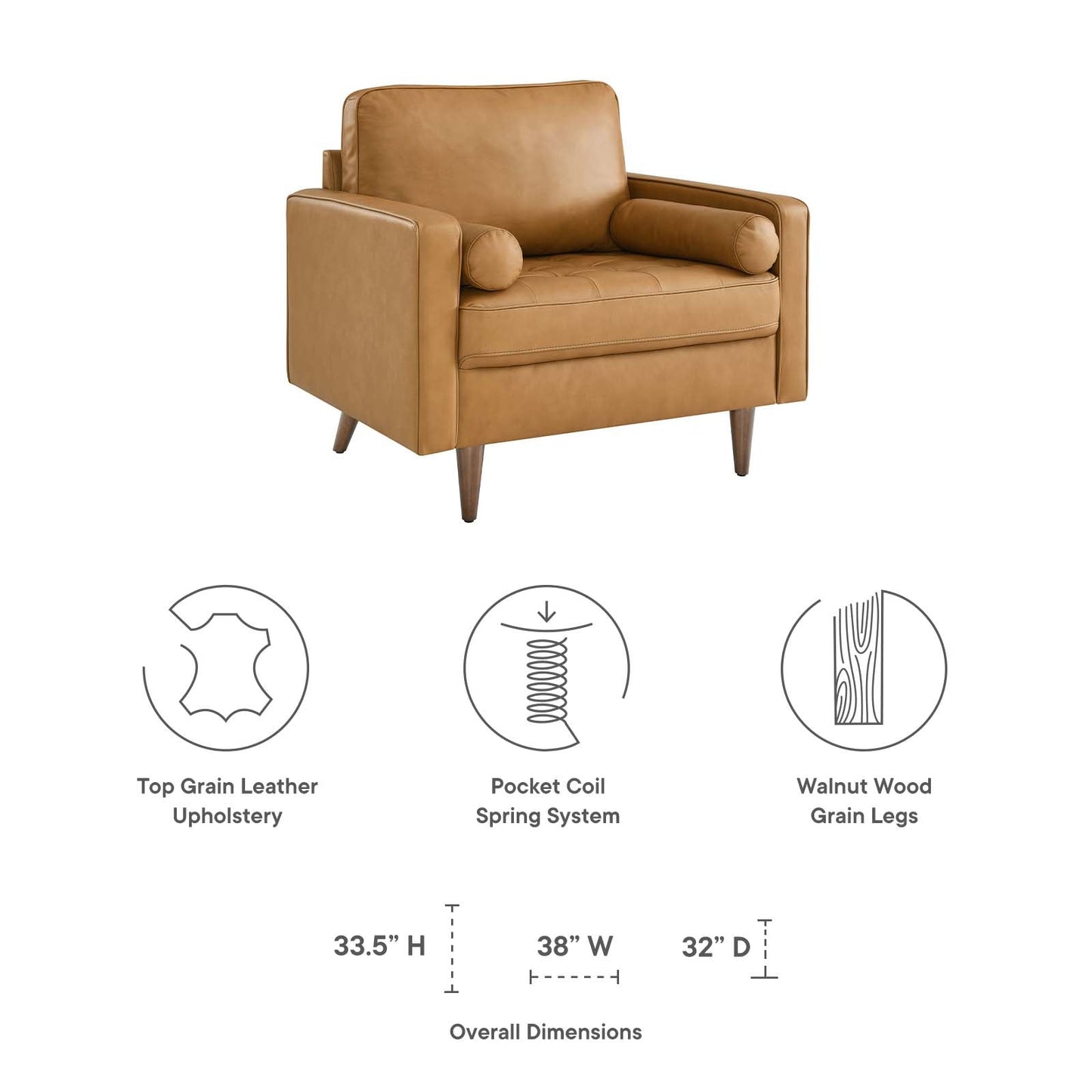 Valour Leather Armchair Tan EEI-5869-TAN