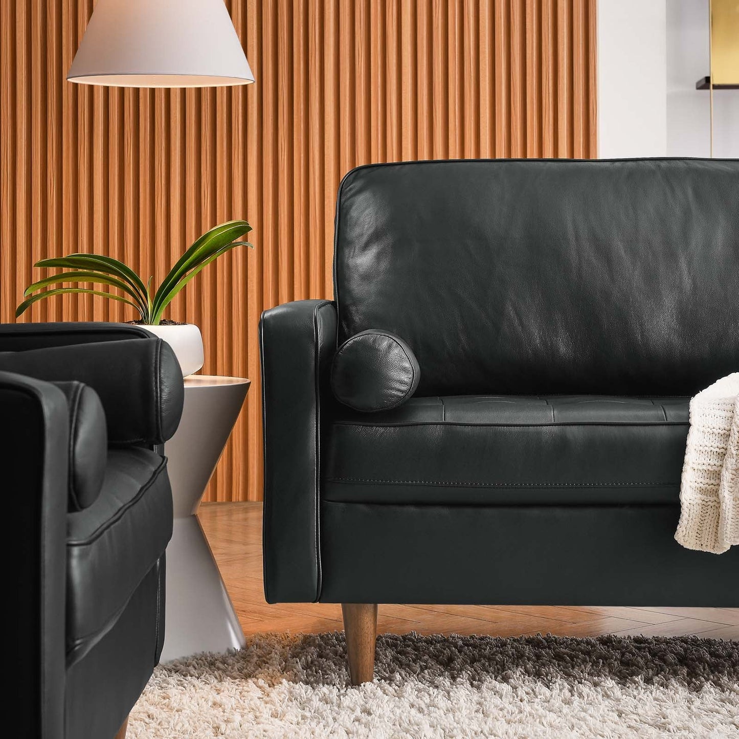 Valour 88" Leather Sofa Black EEI-5871-BLK