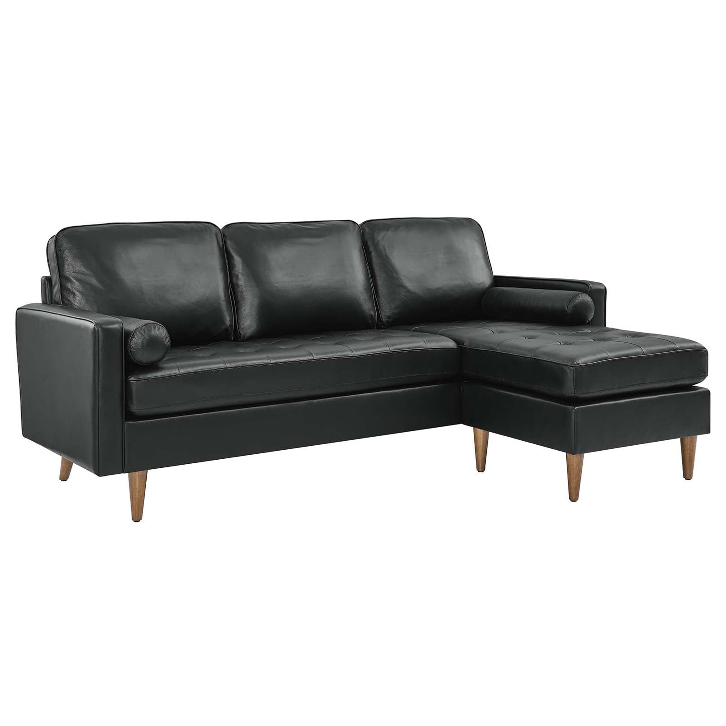 Valour 78" Leather Apartment Sectional Sofa Black EEI-5872-BLK