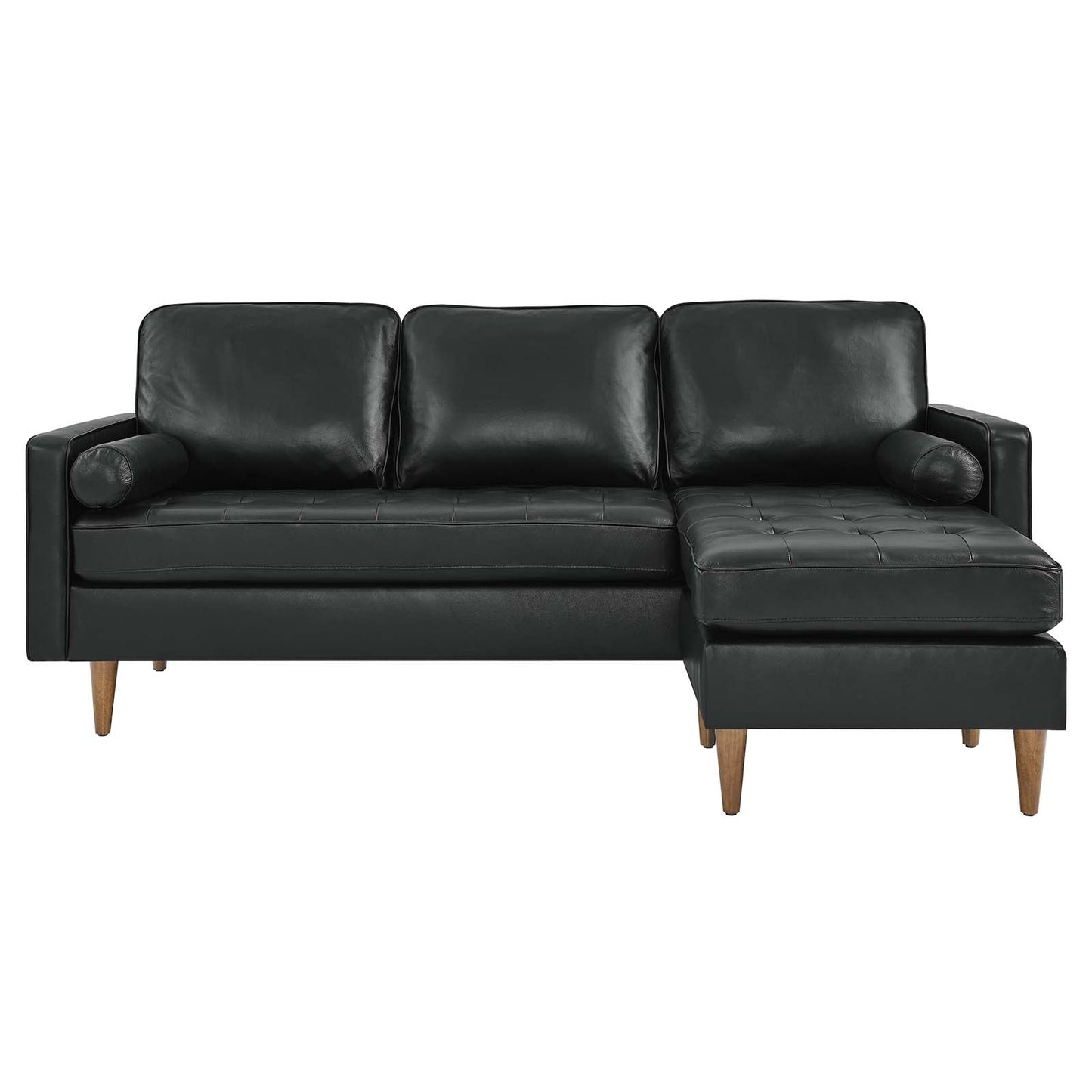 Valour 78" Leather Apartment Sectional Sofa Black EEI-5872-BLK