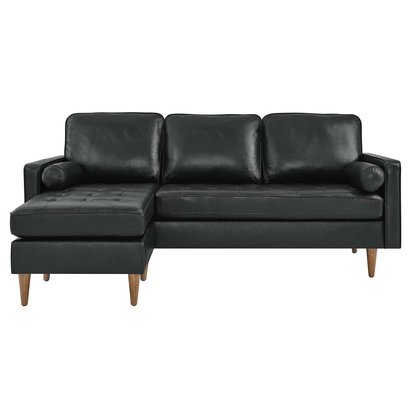 Valour 78" Leather Apartment Sectional Sofa Black EEI-5872-BLK