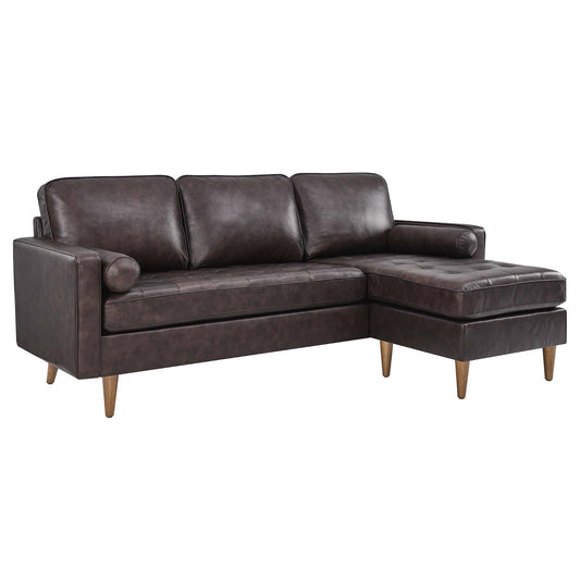 Valour 78" Leather Apartment Sectional Sofa Brown EEI-5872-BRN