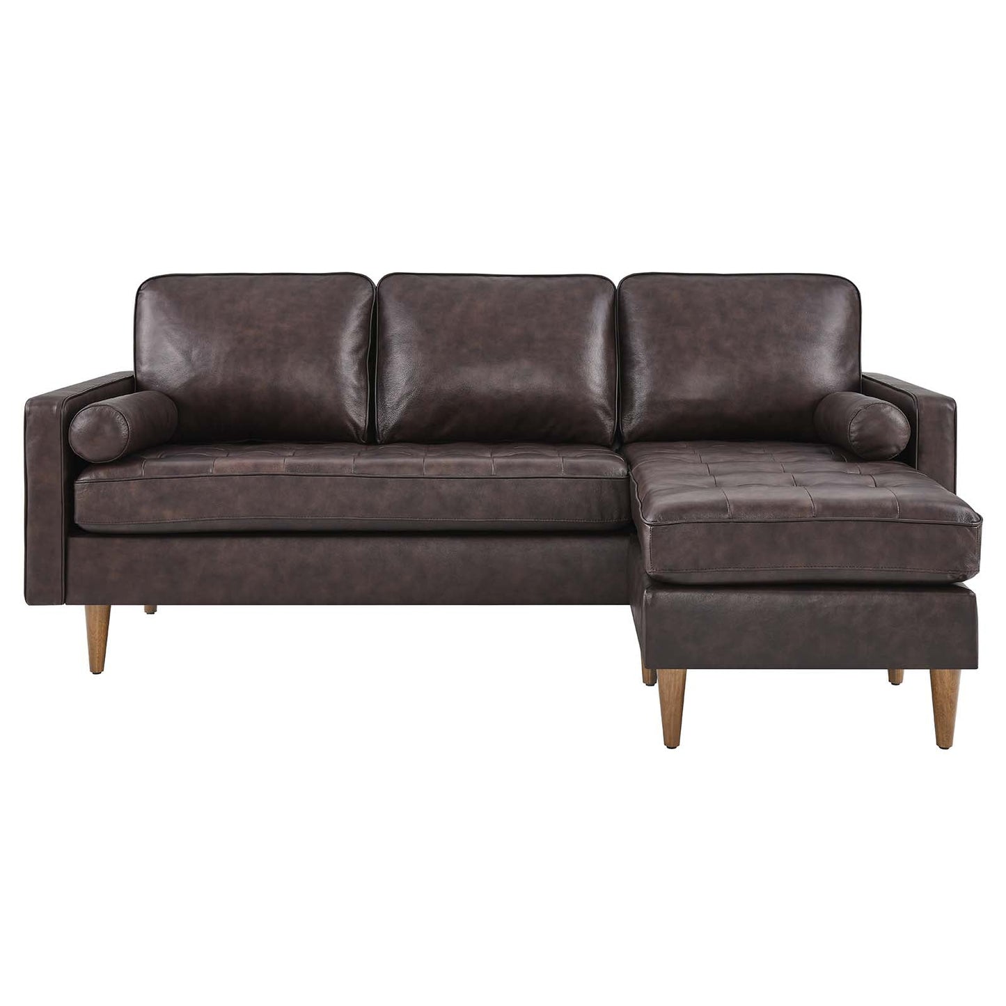 Valour 78" Leather Apartment Sectional Sofa Brown EEI-5872-BRN