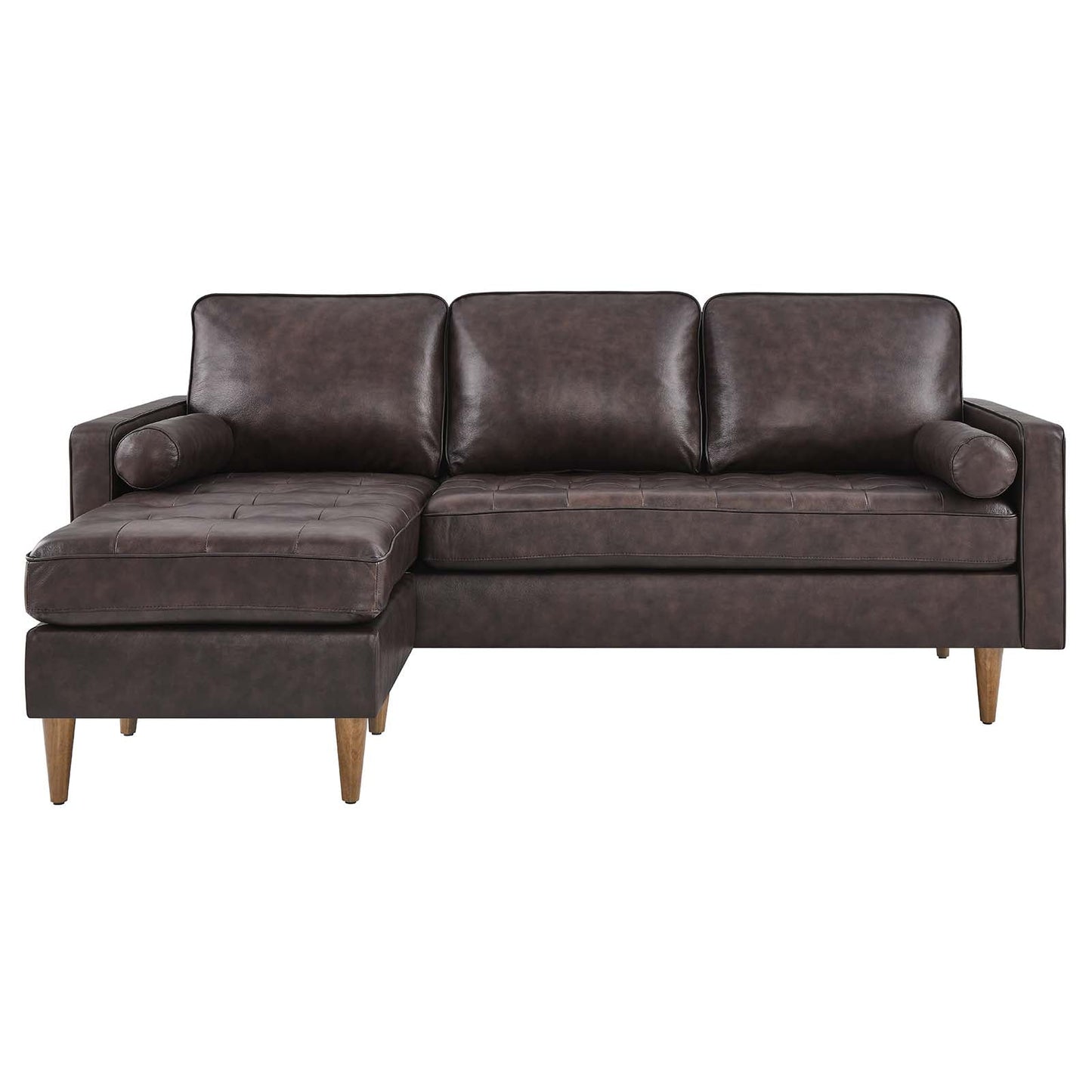 Valour 78" Leather Apartment Sectional Sofa Brown EEI-5872-BRN