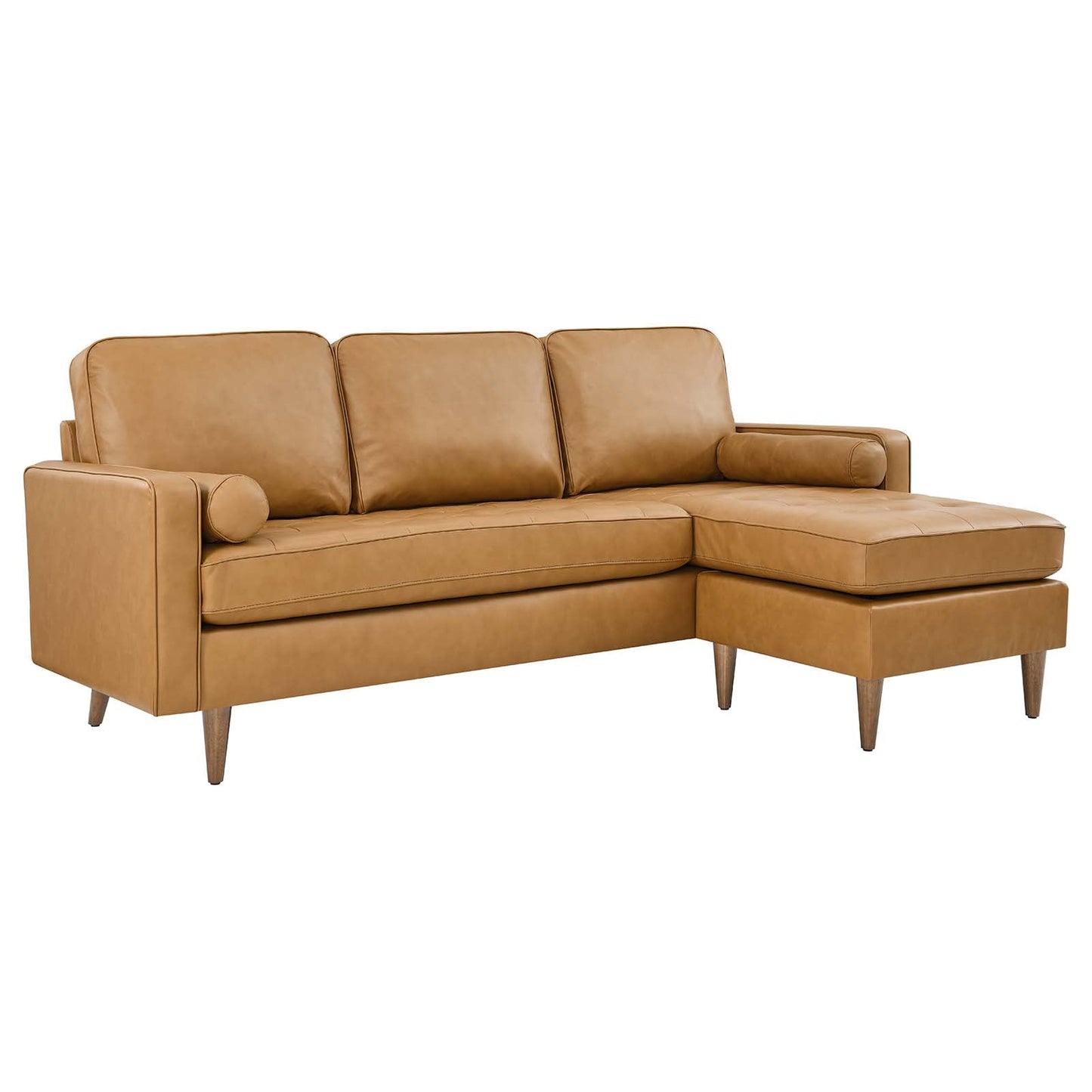 Valour 78" Leather Apartment Sectional Sofa Tan EEI-5872-TAN