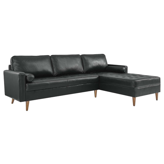 Valour 98" Leather Sectional Sofa Black EEI-5873-BLK