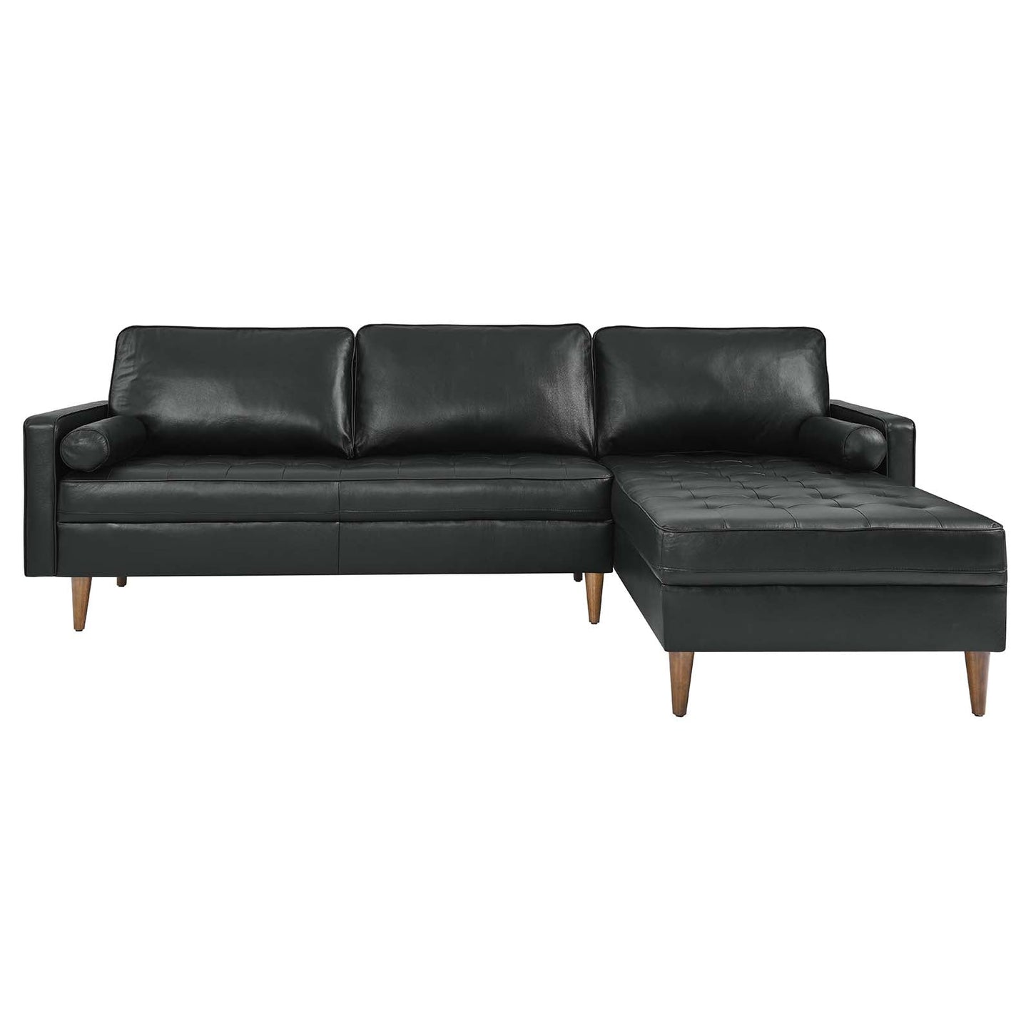 Valour 98" Leather Sectional Sofa Black EEI-5873-BLK