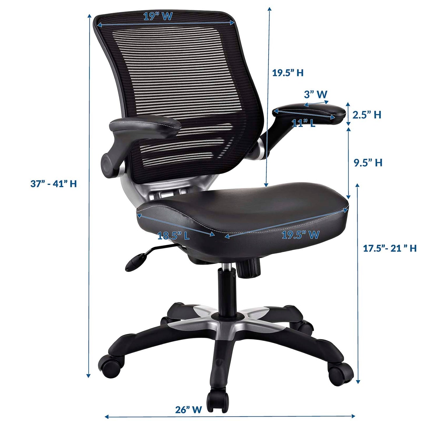 Edge Vinyl Office Chair Black EEI-595-BLK