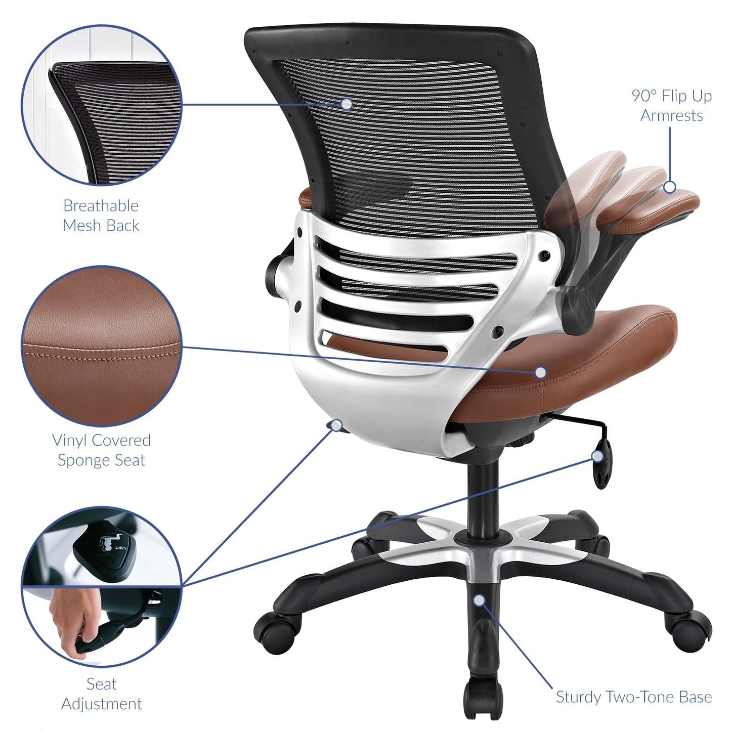 Edge Vinyl Office Chair Tan EEI-595-TAN