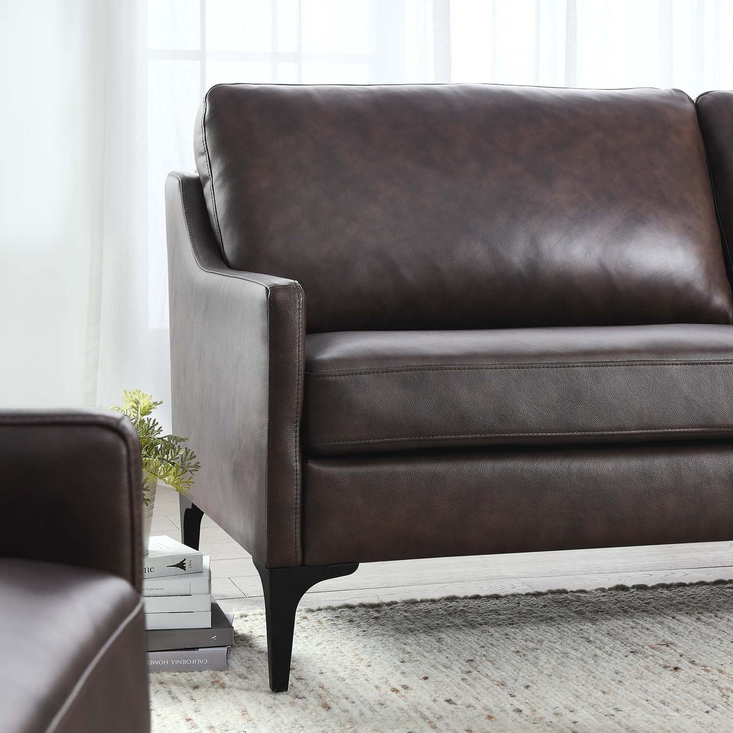 Corland Leather Sofa Brown EEI-6018-BRN