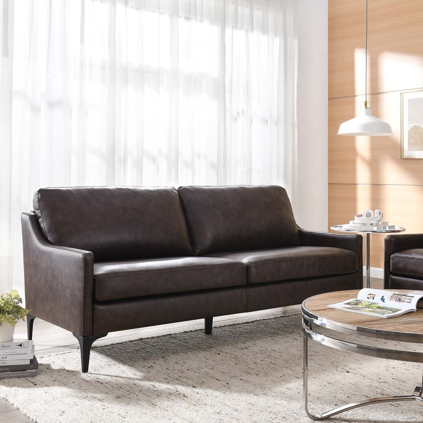 Corland Leather Sofa Brown EEI-6018-BRN