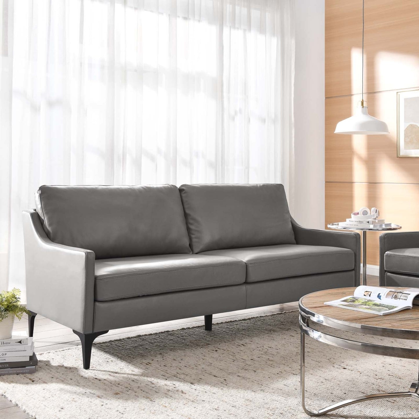 Corland Leather Sofa Gray EEI-6018-GRY