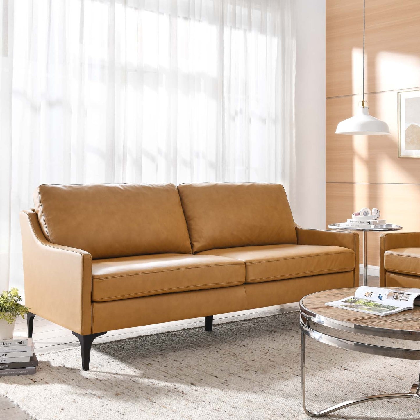 Corland Leather Sofa Tan EEI-6018-TAN