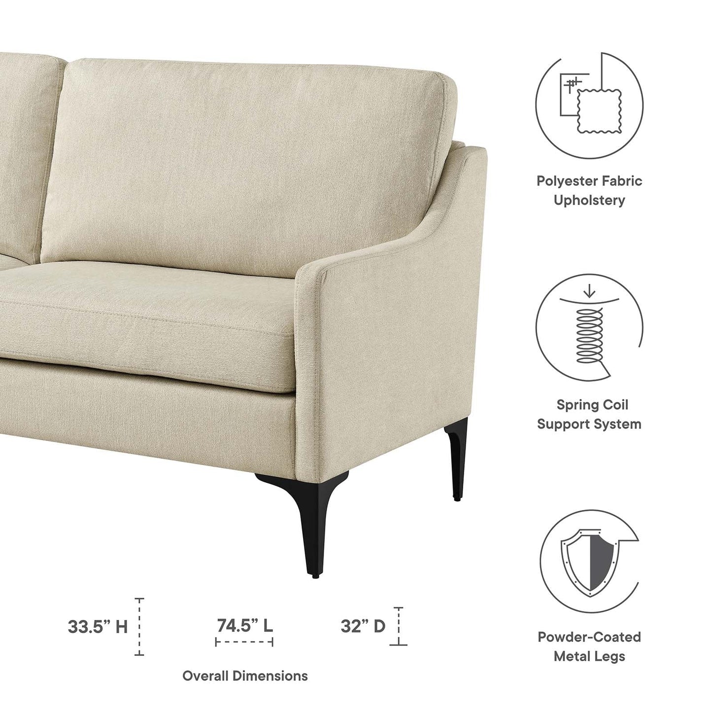 Corland Upholstered Fabric Sofa Beige EEI-6019-BEI