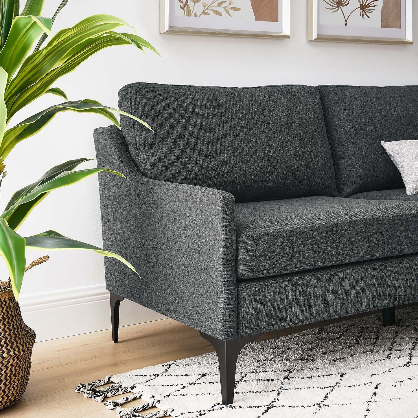 Corland Upholstered Fabric Sofa Charcoal EEI-6019-CHA