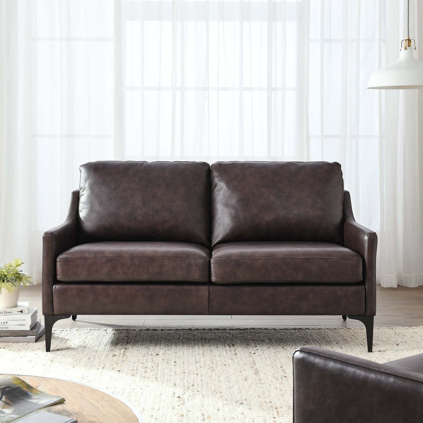 Corland Leather Loveseat Brown EEI-6020-BRN