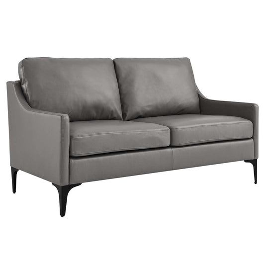 Corland Leather Loveseat Gray EEI-6020-GRY