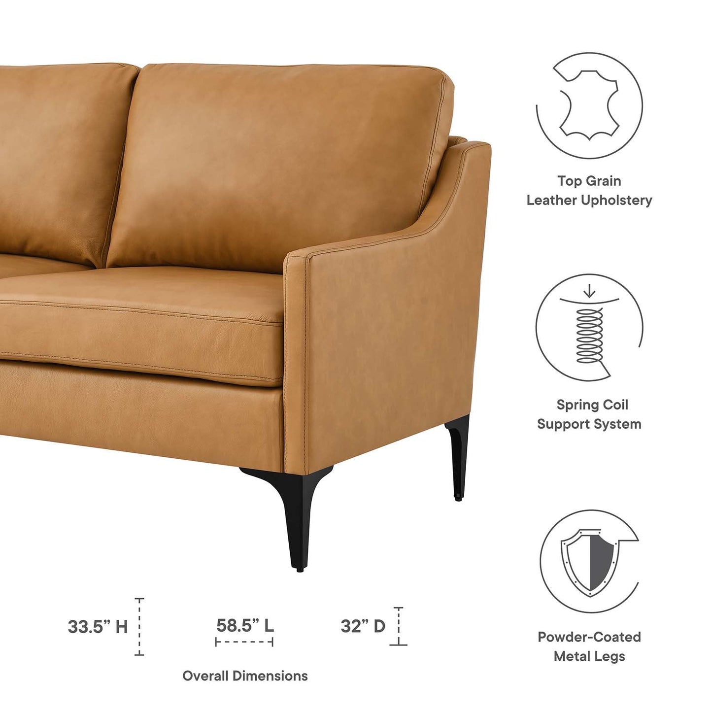 Corland Leather Loveseat Tan EEI-6020-TAN